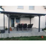 Lapostetős alumínium garázs kocsibeálló antracit 300 cm x 496 cm CP-4L 