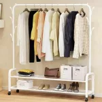 Ruhaállvány cipőtartóval kerekekkel 155 x 34 x 150 cm CR005-150