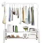 Ruhaállvány cipőtartóval kerekekkel 155 x 34 x 150 cm CR005-150