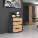 Komód hálószoba bútor 70x40x97 cm szürke barna GH-01