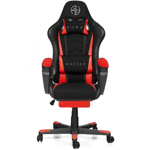 Master GM2-R-L kényelmes főnöki gamer szék forgószék lábtartóval