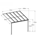 Féltetős alumínium pergola antracit átlátszó tetővel 303 cm x 312 cm P-312-1 
