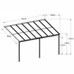 Féltetős alumínium pergola antracit átlátszó tető 303 cm x 435 cm P-435-1
